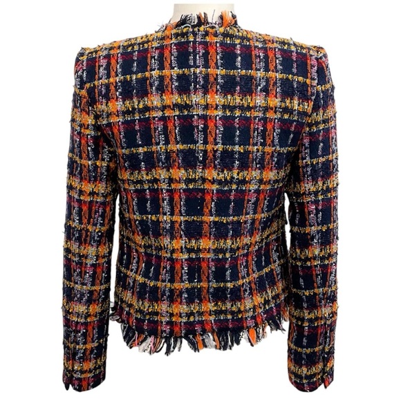 L’Agence Angelina Jacket Midnight Navy Blue Tweed Fringe coastalgrandma polished - Picture 7 of 16